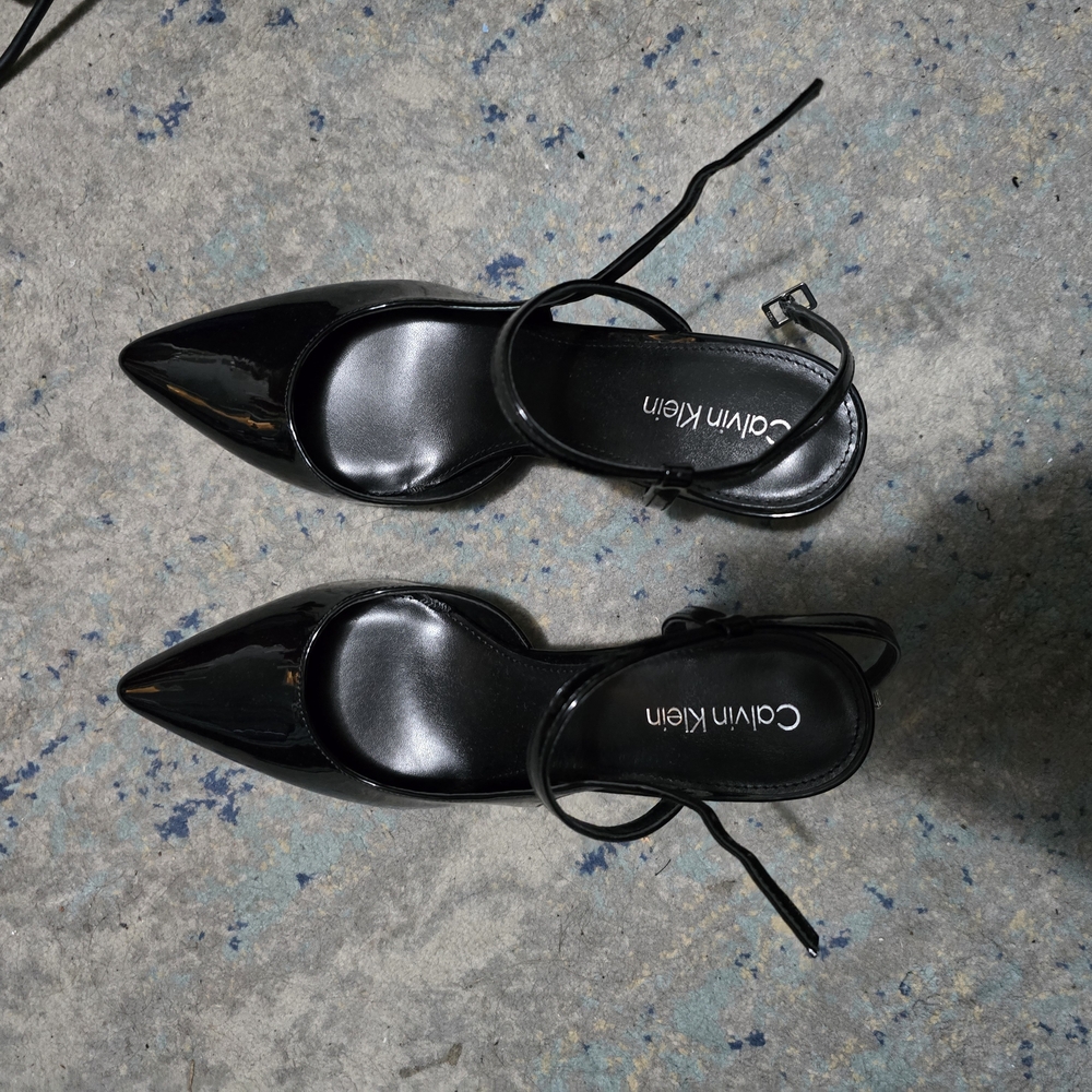 Calvin Klein Black Stiletto Heels with Ankle Strap